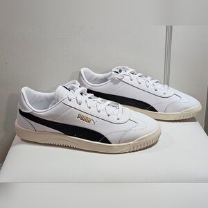PUMA Men's White and Black Sneakers with Gold Accents